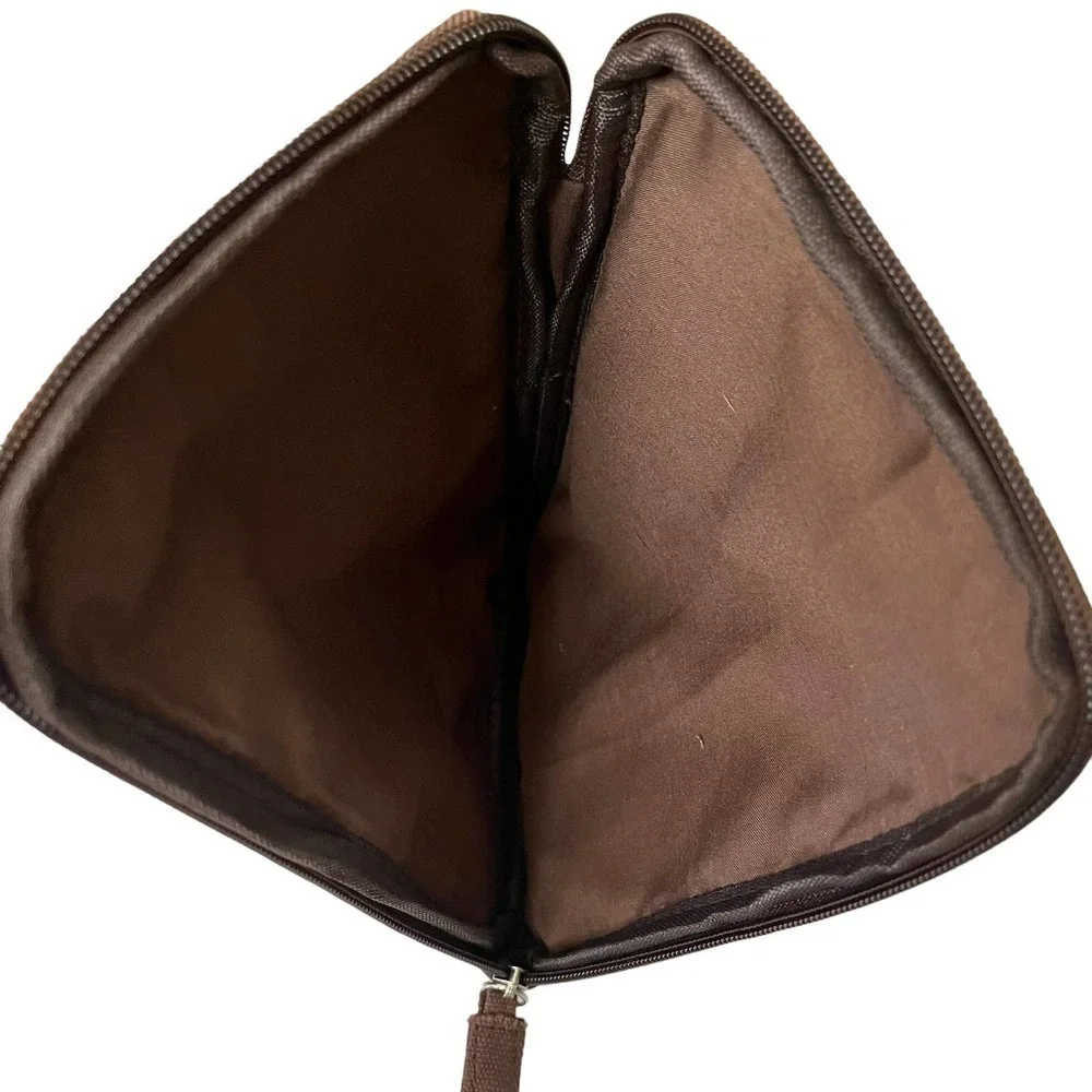 Aigner Brown Zip-Around Pouch - Asiana Airlines Unisex Amenity Kit Toiletry Bag
